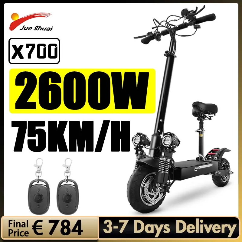 Электрический скутер Jueshuai X700, 52 в, 2600 Вт, двойной мотор, 75 км/ч, максимальная скорость E, скутер для взрослых, 70 км, большой радиус действия, Эле...
Электрический скутер Jueshuai X700, 52 в, 2600 Вт, двойной мотор, 75 км/ч, максимальная скорость E, скутер для взрослых, 70 км, большой радиус действия, Эле...