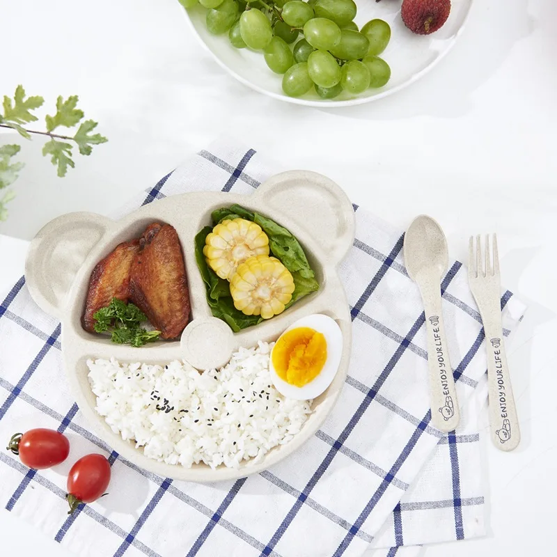 Baby bowl+spoon+fork Feeding Food Tableware Set Cartoon Bear Kids Dishes Eating Dinnerware Anti-hot Wheat Straw Training Plate2
Baby bowl+spoon+fork Feeding Food Tableware Set Cartoon Bear Kids Dishes Eating Dinnerware Anti-hot Wheat Straw Training Plate2