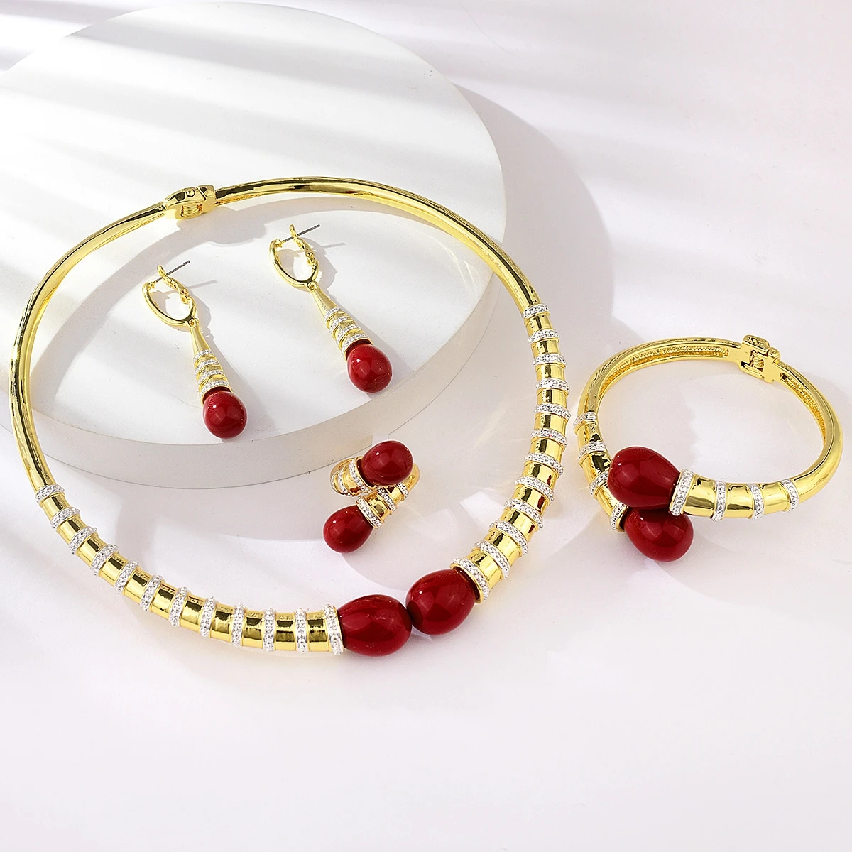 Viennois Dubai Gold Jewelry Sets for Women Rhinestone Choker Necklace Resin Dangle Earrings Wrap Ring Bangle Jewelry Sets & More
Viennois Dubai Gold Jewelry Sets for Women Rhinestone Choker Necklace Resin Dangle Earrings Wrap Ring Bangle Jewelry Sets & More