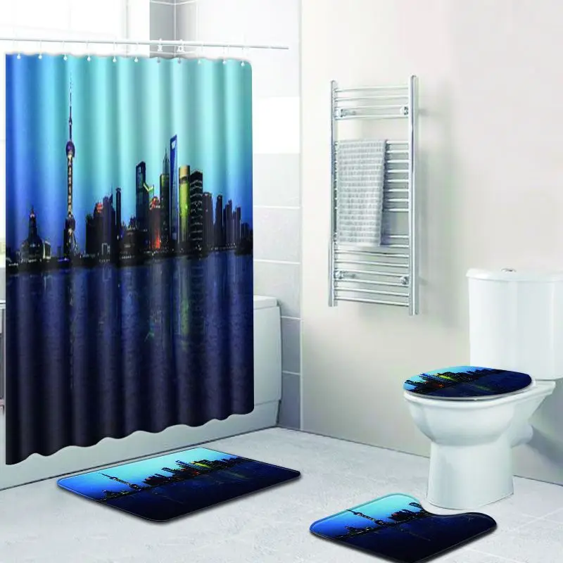 Zeegle 4pcs Bath Mat Set Bathroom Waterproof Curtain Anti Slip Toilet Pedestal Rug Foot Mat Flannel Soft Toilet Seat Cover Mat 
Zeegle 4pcs Bath Mat Set Bathroom Waterproof Curtain Anti Slip Toilet Pedestal Rug Foot Mat Flannel Soft Toilet Seat Cover Mat