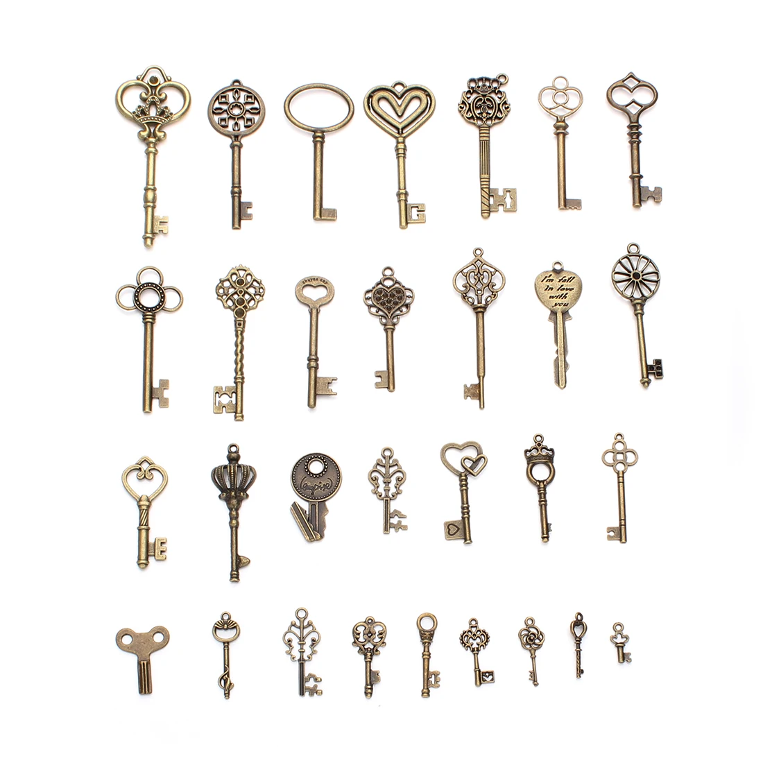 24pcs Random Style Antique Bronze Plated Heart Shaped Mini Key Charm Pendant Fit Vintage DIY Necklace Accessories Material
24pcs Random Style Antique Bronze Plated Heart Shaped Mini Key Charm Pendant Fit Vintage DIY Necklace Accessories Material