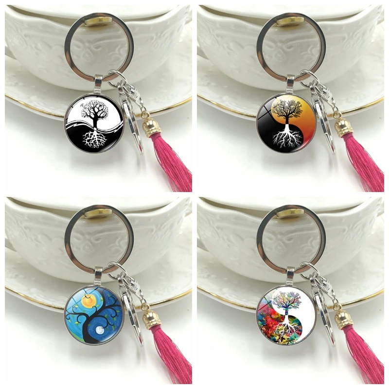 Hot! 2019 New Key Ring Yin and Yang Tai Chi Life Tree Series Time Glass Convex Round Pendant Key Chain Tassel Hanging Jewelry
Hot! 2019 New Key Ring Yin and Yang Tai Chi Life Tree Series Time Glass Convex Round Pendant Key Chain Tassel Hanging Jewelry