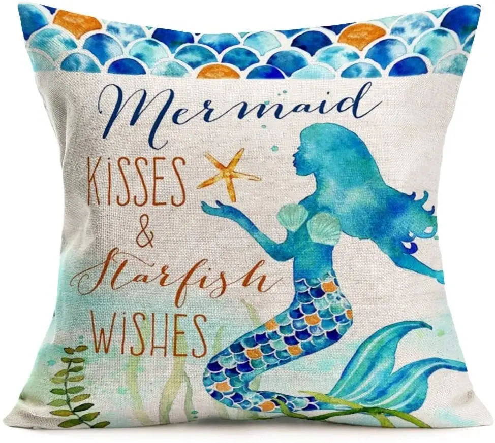 Mermaid Kiss and Starfish Wish Summer Beach Blue Decoration Home Decor Pillowcase Cushion Cover Suitable for
Mermaid Kiss and Starfish Wish Summer Beach Blue Decoration Home Decor Pillowcase Cushion Cover Suitable for