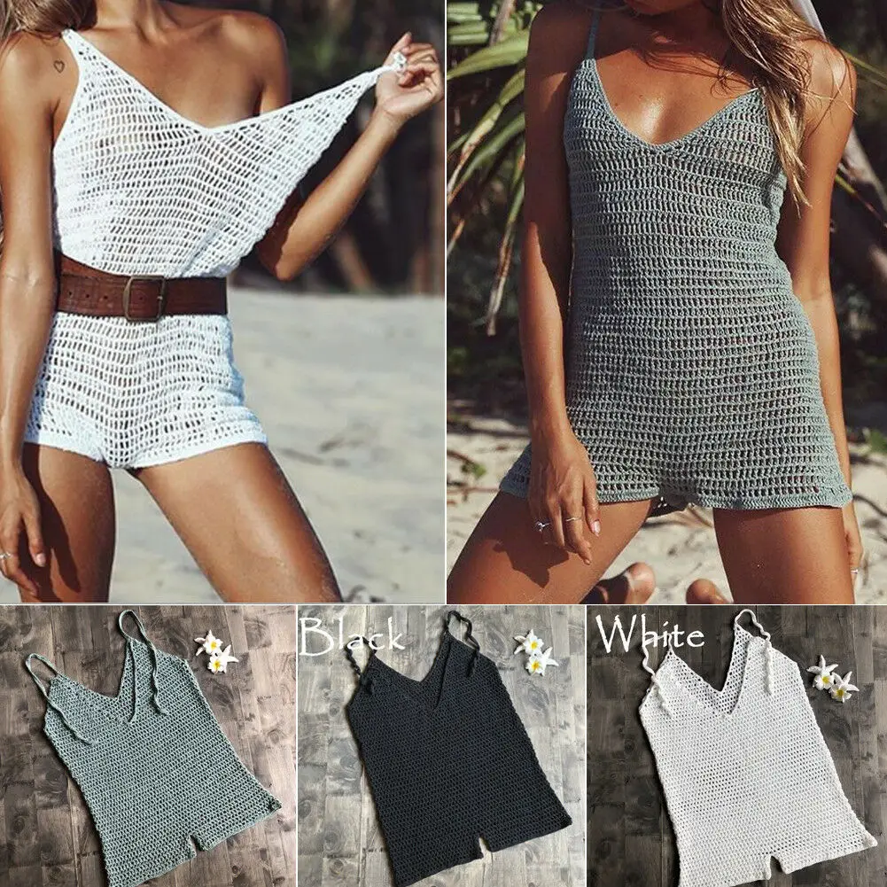Women Sexy Wrapped Chest Bikini Beach Cover Up Summer Beach Swimwear Mesh sleeveless Knited Beach Playsuit Romper
Women Sexy Wrapped Chest Bikini Beach Cover Up Summer Beach Swimwear Mesh sleeveless Knited Beach Playsuit Romper