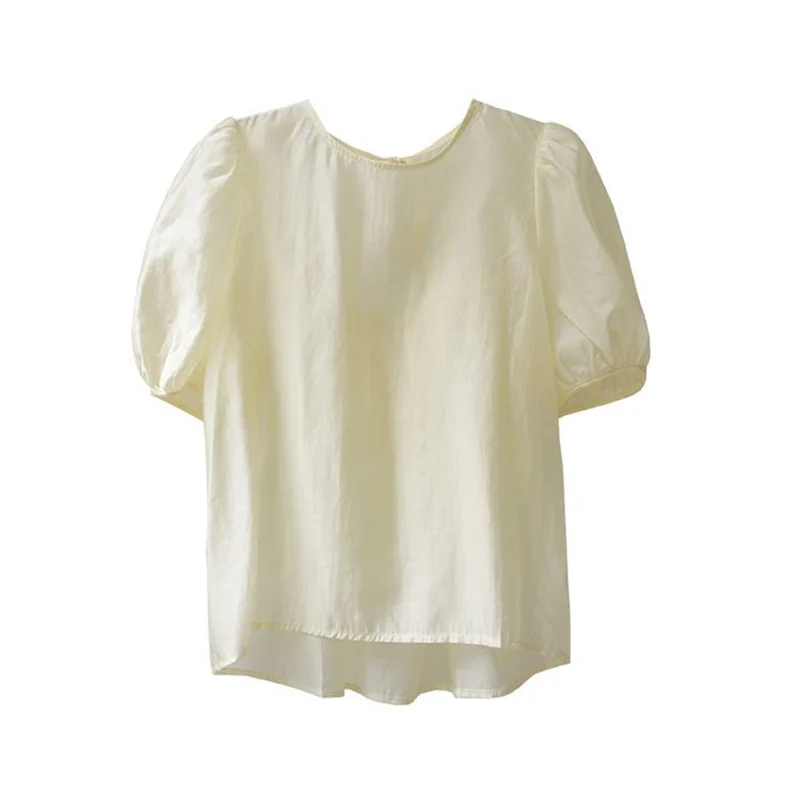 2021 summer round neck shirt well-behaved bubble sleeve trend fashion and comfortable backless temperament blouse women
2021 summer round neck shirt well-behaved bubble sleeve trend fashion and comfortable backless temperament blouse women