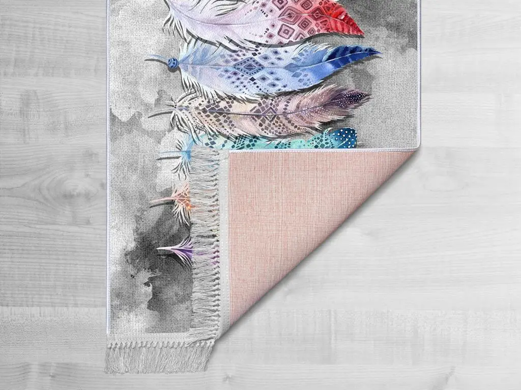 

Latex Anti-Slip Soles Digital Print Velvet Carpet Feather Colorful 80x200 cm
