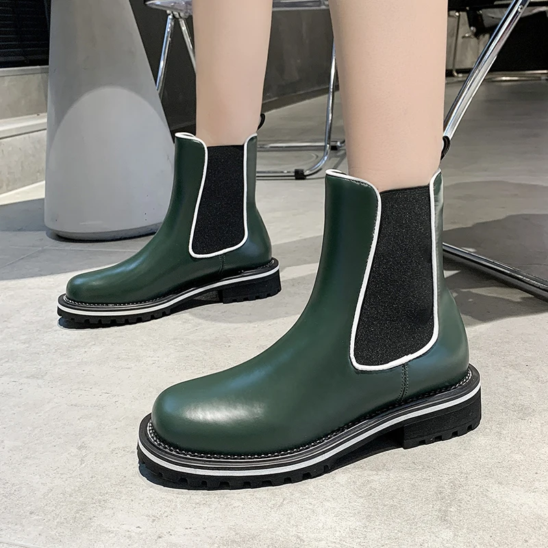 Lucyever Spring Autumn Pu Leather Boots Women 2021 New Slip-on Non-slip Chelsea Boots Woman Comfortable Casual Flat Botas Mujer
Lucyever Spring Autumn Pu Leather Boots Women 2021 New Slip-on Non-slip Chelsea Boots Woman Comfortable Casual Flat Botas Mujer