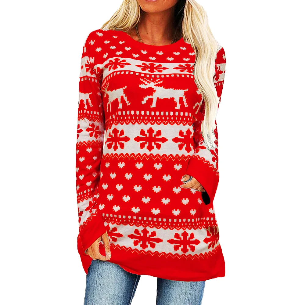 Women Long Sleeve Christmas Elk Print Round Neck Tops Spring Autumn Casual Loose Sweater Ladies Casual Female Party Pullover
Women Long Sleeve Christmas Elk Print Round Neck Tops Spring Autumn Casual Loose Sweater Ladies Casual Female Party Pullover