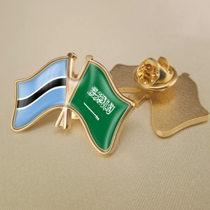 Botswana and Saudi Arabia Crossed Double Friendship Flags Lapel Pins Brooch Badges
Botswana and Saudi Arabia Crossed Double Friendship Flags Lapel Pins Brooch Badges