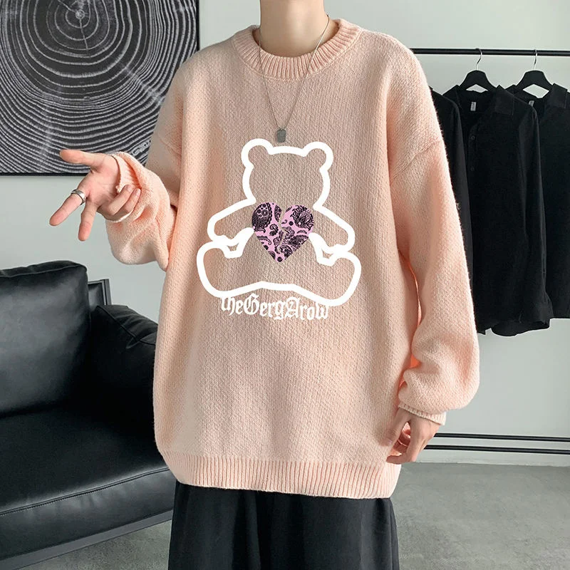 PR Bear Print Base Sweater Men 2021 Autumn Winter Hong Kong Style Loose And Casual Streetwear Men O-neck Knitted Sweaters
PR Bear Print Base Sweater Men 2021 Autumn Winter Hong Kong Style Loose And Casual Streetwear Men O-neck Knitted Sweaters