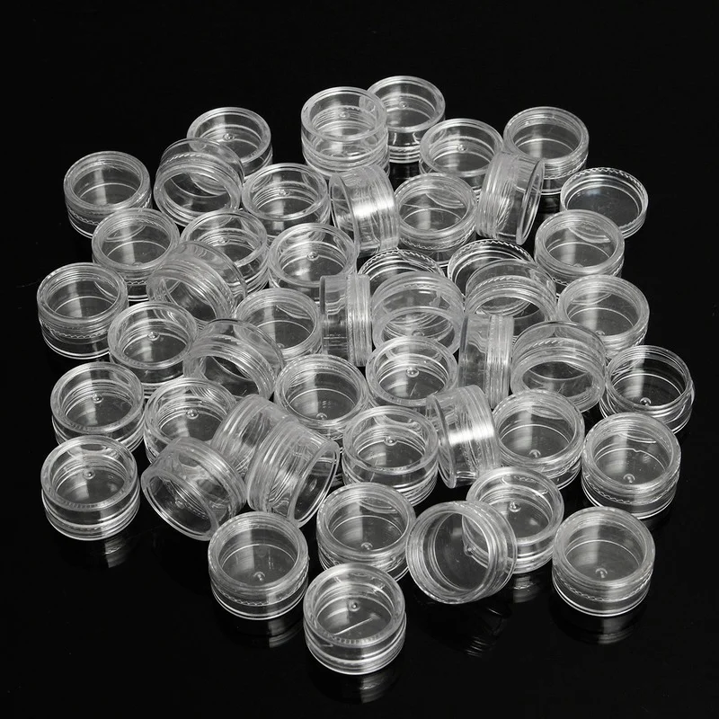 50Pcs Plastic 5ml Cosmetic Jar Empty Eyeshadow Container Face Cream Glitter Eye shadow Case Empty Bottles Nail Pots Beauty Tool
50Pcs Plastic 5ml Cosmetic Jar Empty Eyeshadow Container Face Cream Glitter Eye shadow Case Empty Bottles Nail Pots Beauty Tool