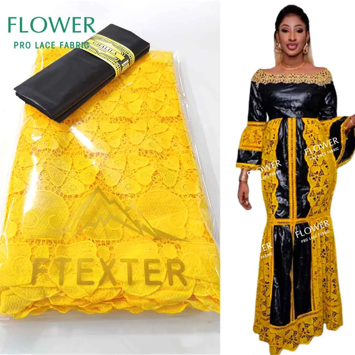 Yellow And Black 100% Egyptian Cotton Lace Top Class Swiss Voile Fabric Guinea Dry Lace For Women Bazin Riche Lace Fabrics
Yellow And Black 100% Egyptian Cotton Lace Top Class Swiss Voile Fabric Guinea Dry Lace For Women Bazin Riche Lace Fabrics