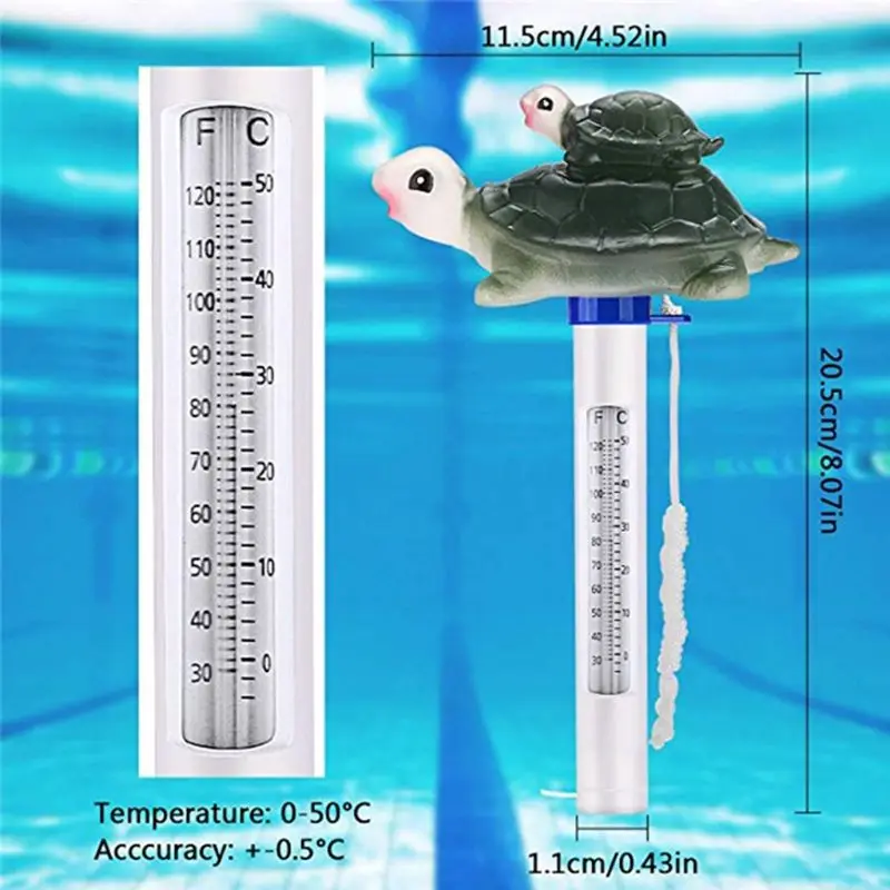 Cute Turtle Shape Floatable Swimming Pool Thermometer for SPA Float Temperature Measurement for Indoor and Outdoor Pool
Cute Turtle Shape Floatable Swimming Pool Thermometer for SPA Float Temperature Measurement for Indoor and Outdoor Pool