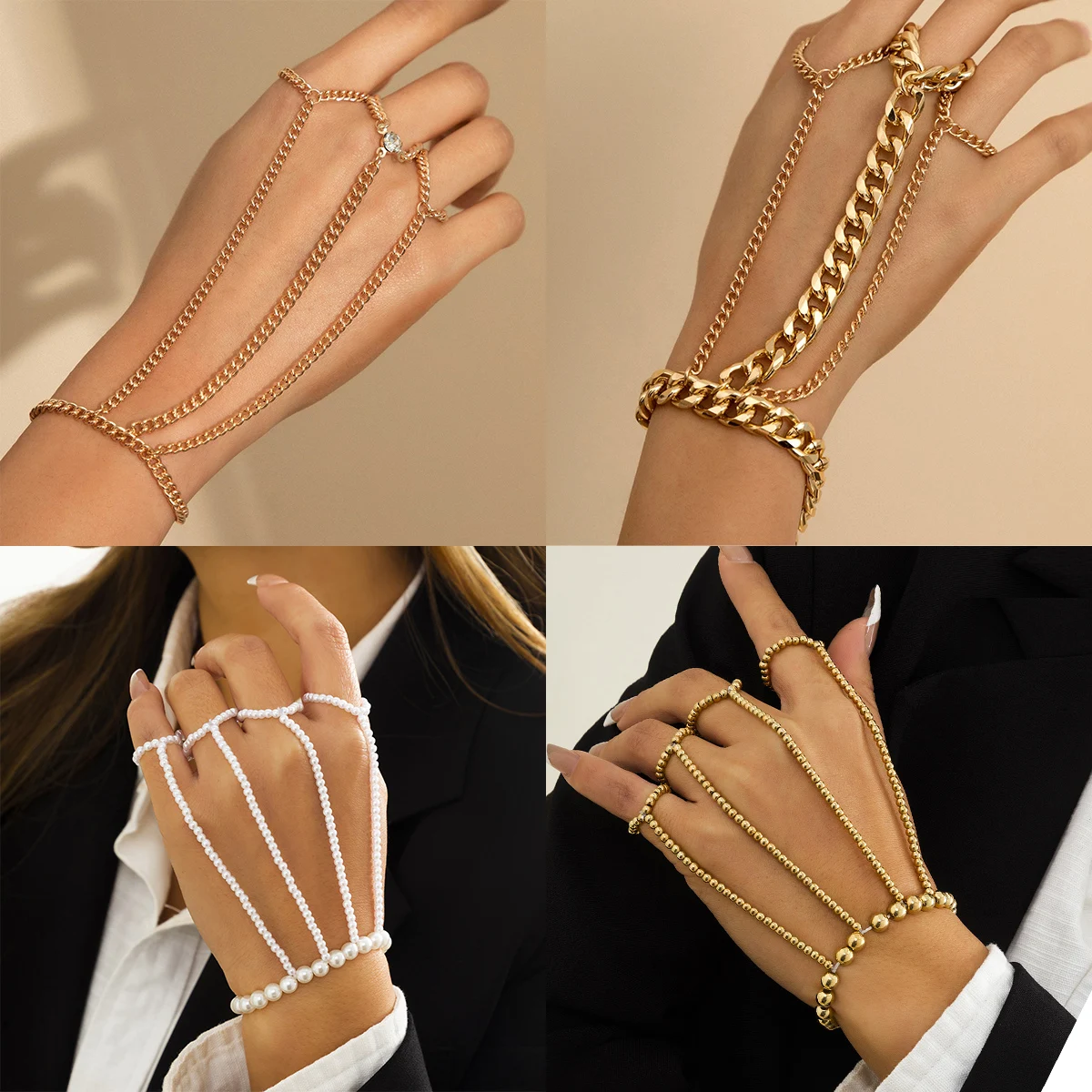 KunJoe Punk Geometric Finger Chain Wrist Bracelet for Women Rhinestone Imitation Pearl Hand Wrist Chain Jewelry Pulsera Mujer
KunJoe Punk Geometric Finger Chain Wrist Bracelet for Women Rhinestone Imitation Pearl Hand Wrist Chain Jewelry Pulsera Mujer