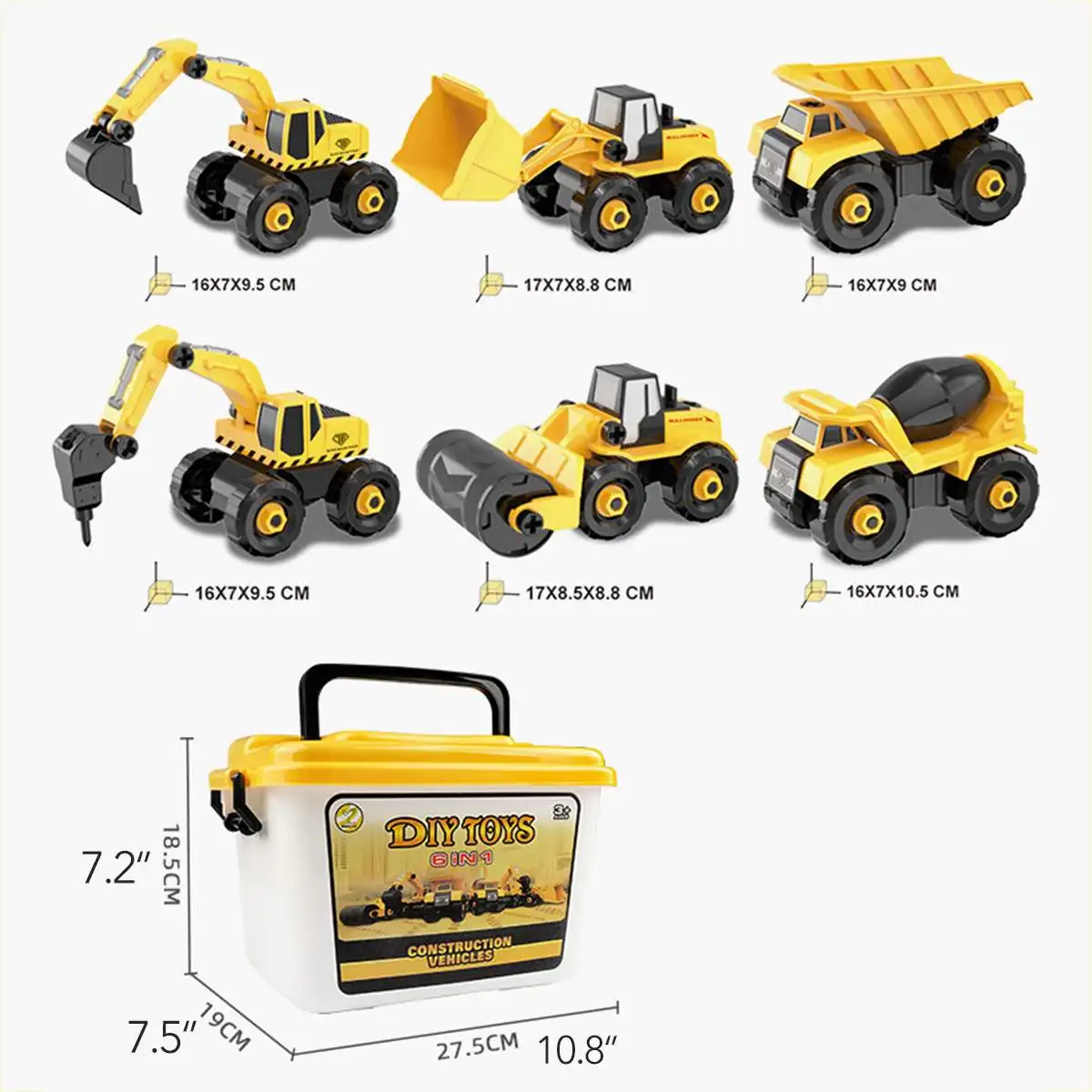 6 Pcs/Set Engineering Cars Mini Diecast Plastic Car Construction Vehicle Excavator Model Toys for Children DIY Loading Unloading
6 Pcs/Set Engineering Cars Mini Diecast Plastic Car Construction Vehicle Excavator Model Toys for Children DIY Loading Unloading