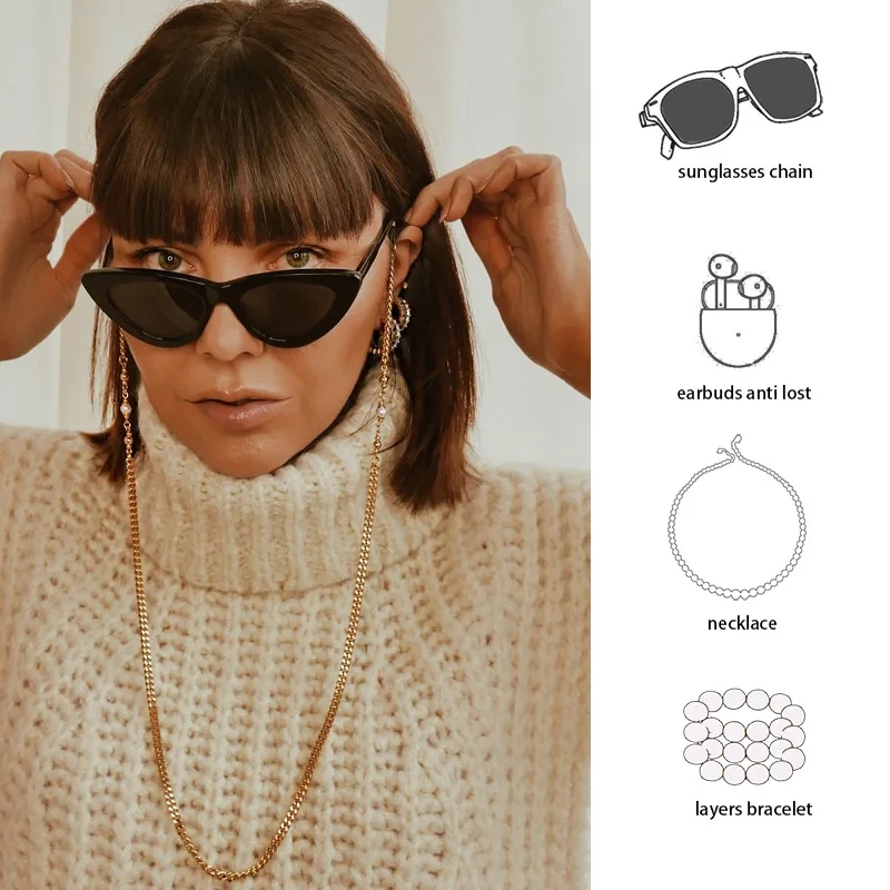 Eyewear Accessories Premium Pearl Metal Glasses Chain Lanyards Lancuszek Do Okularow Multi-purpose Earphone Anti-lost Chain 2021
Eyewear Accessories Premium Pearl Metal Glasses Chain Lanyards Lancuszek Do Okularow Multi-purpose Earphone Anti-lost Chain 2021