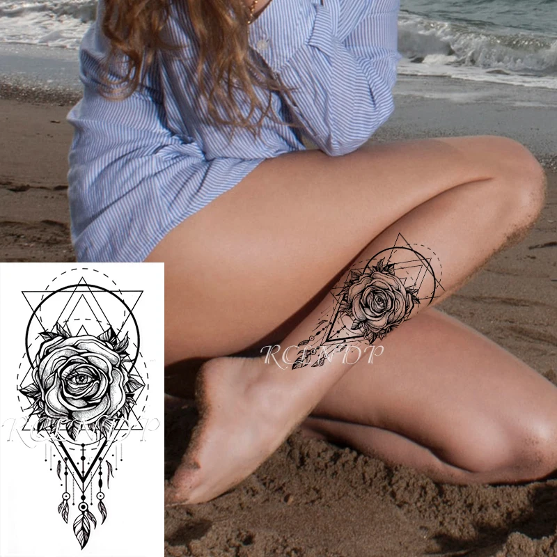 Водостойкая временная татуировка наклейка глаз цветок перо треугольник круг