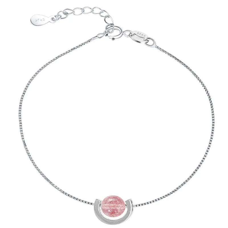 925 Sterling Silver Fashion Pink Strawberry Quartz Crystal Ladies Bracelets Jewelry Women Cute Strawberry Charm Luxury Bracelets
925 Sterling Silver Fashion Pink Strawberry Quartz Crystal Ladies Bracelets Jewelry Women Cute Strawberry Charm Luxury Bracelets