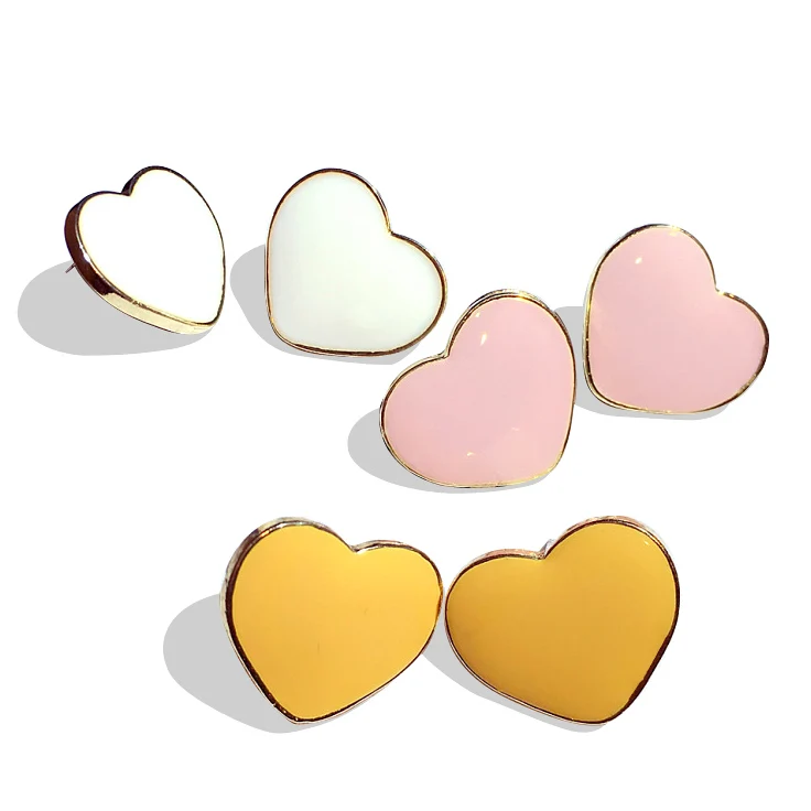 Trendy Cute Korean Earrings Enamel Love Heart Gold Stud Earrings for Women Girls Fashion Jewelry 2020 Wedding Gift
Trendy Cute Korean Earrings Enamel Love Heart Gold Stud Earrings for Women Girls Fashion Jewelry 2020 Wedding Gift