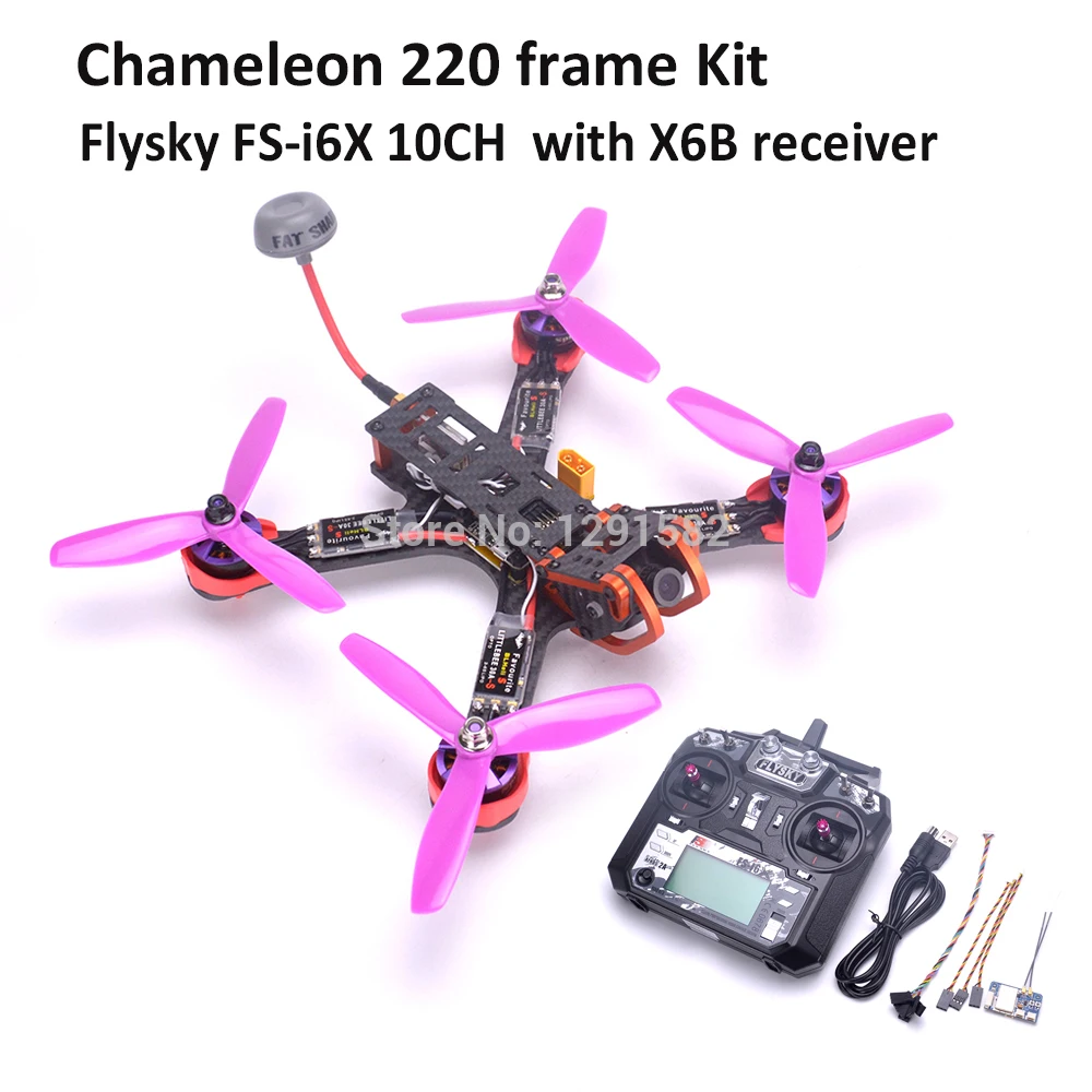 Хамелеон FPV 220 мм Рамка Квадрокоптер F3 Acro контроллер 2205 2300kv Littlebee 30A BLHeli s ESC Flysky FS I6 /