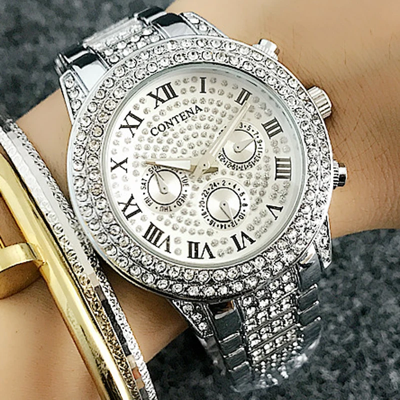 Relogio Feminino Contena Luxury Top Brand Stainless Full Steel Silver Bling Diamond Ladies Watches Women Rhinestone Wristwatches
Relogio Feminino Contena Luxury Top Brand Stainless Full Steel Silver Bling Diamond Ladies Watches Women Rhinestone Wristwatches
