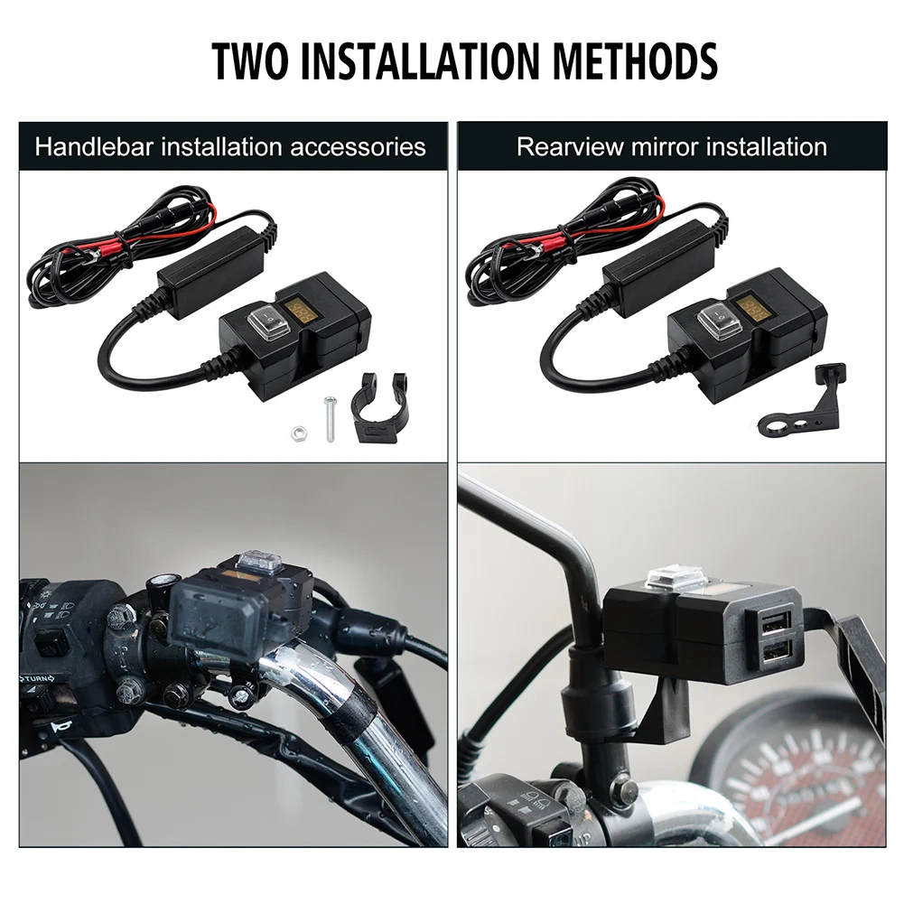 WUPP 9V-32V Motorcycle Dual USB Charger Kit Quick Charge 3.0 Dual USB Charger for Smart Phone Tablet GPS
WUPP 9V-32V Motorcycle Dual USB Charger Kit Quick Charge 3.0 Dual USB Charger for Smart Phone Tablet GPS