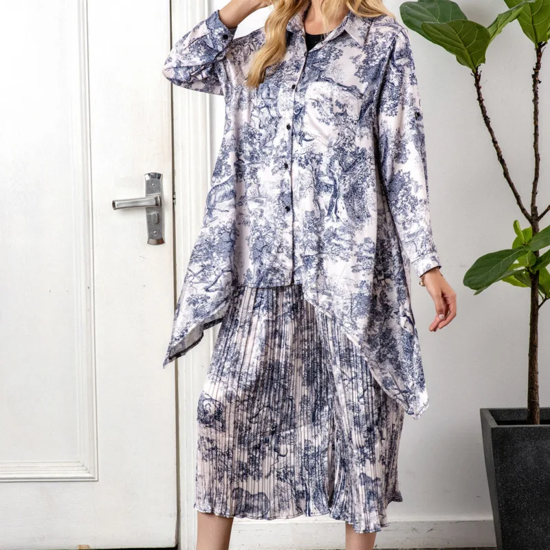 IEQJ 2021 Spring Summer Casual Loose Sleeve Turn-down Collar Pring Shirt Calf-length Pants Elastic Waist Personality 3AC211
IEQJ 2021 Spring Summer Casual Loose Sleeve Turn-down Collar Pring Shirt Calf-length Pants Elastic Waist Personality 3AC211