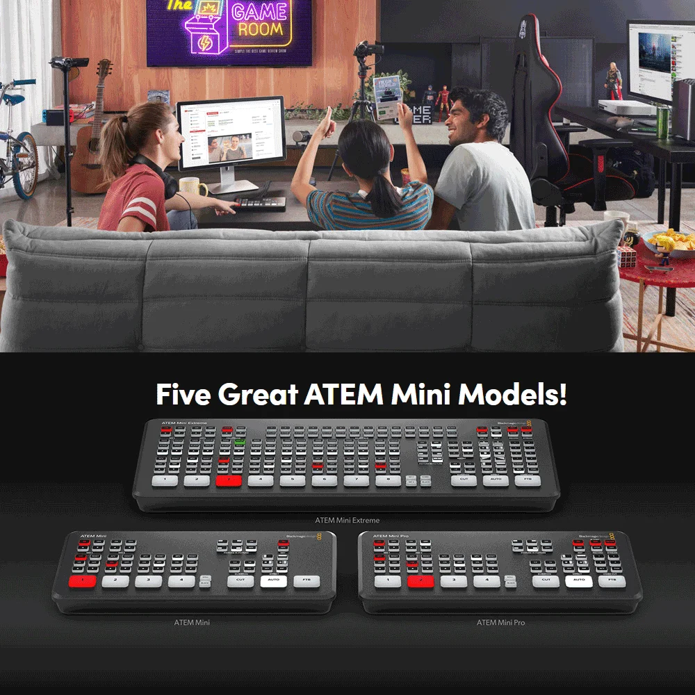 Оригинальный коммутатор для прямых онлайн-трансляций Blackmagic Design ATEM Mini Extreme Pro с мультивидом и записью новых функций.
