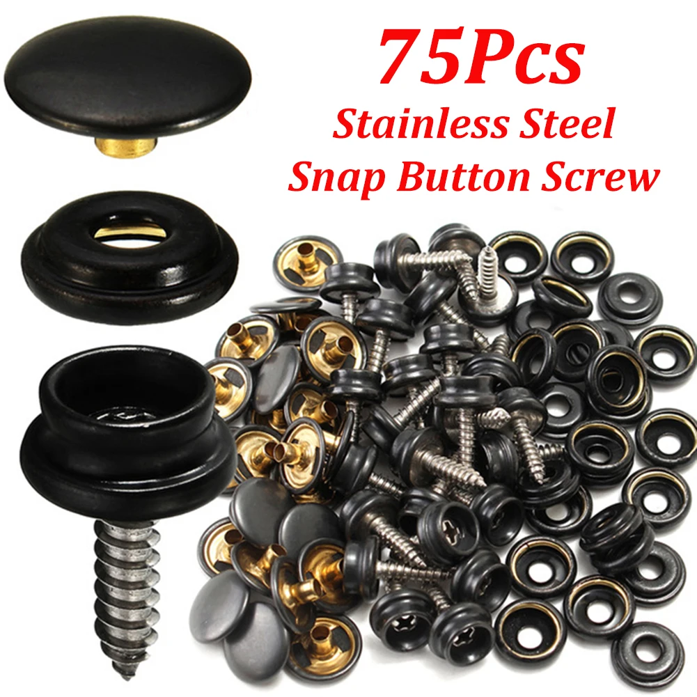 75pcs 25 Sets 15mm Snap Fastener Button Screw Studs Kit For Boat Cover Tent Kit Acceessories Tool for Car Marine Hardware
75pcs 25 Sets 15mm Snap Fastener Button Screw Studs Kit For Boat Cover Tent Kit Acceessories Tool for Car Marine Hardware