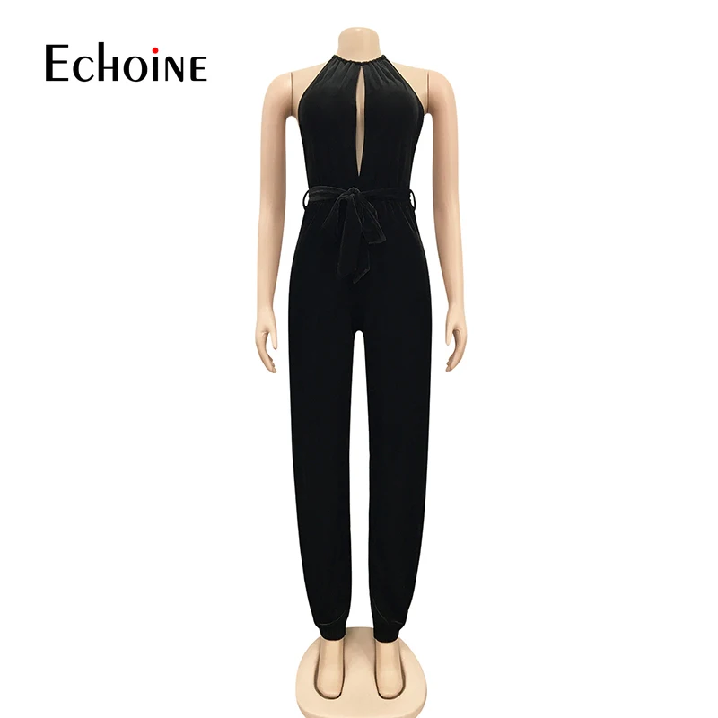 Echoine Women Autumn Winter Sleeveless High Slit Jumpsuit Sexy Club Party one piece Overall High Waist Bodycon Halter Rompers 
Echoine Women Autumn Winter Sleeveless High Slit Jumpsuit Sexy Club Party one piece Overall High Waist Bodycon Halter Rompers