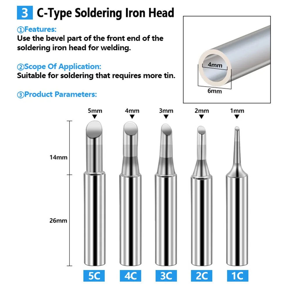 Lead-Free Solder Iron Tip Soldering Iron Tip Soldering Station 17Pcs 6.5mm/0.26inch
Lead-Free Solder Iron Tip Soldering Iron Tip Soldering Station 17Pcs 6.5mm/0.26inch