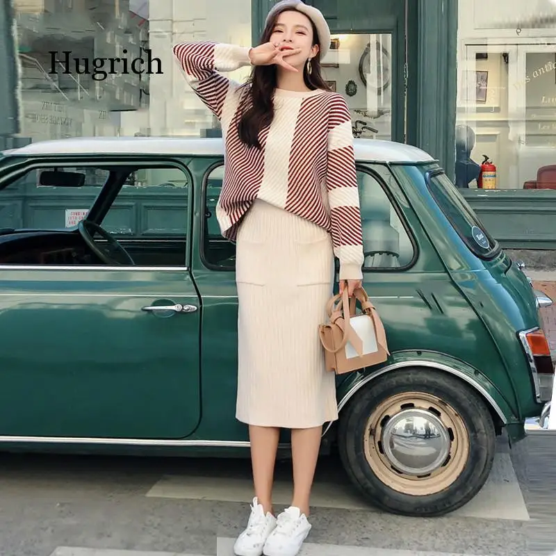 Autumn Spring Knitted Set Womans Suits Thick Loose Plaid Sweater + Pencil Skirt Set for Women Suit Clothing 2 Piece Set Knit
Autumn Spring Knitted Set Womans Suits Thick Loose Plaid Sweater + Pencil Skirt Set for Women Suit Clothing 2 Piece Set Knit