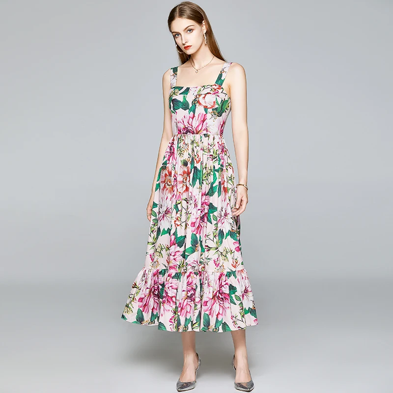 Women's summer dress 2021 new catwalk temperament self-cultivation strap ruffle print dress women
Women's summer dress 2021 new catwalk temperament self-cultivation strap ruffle print dress women