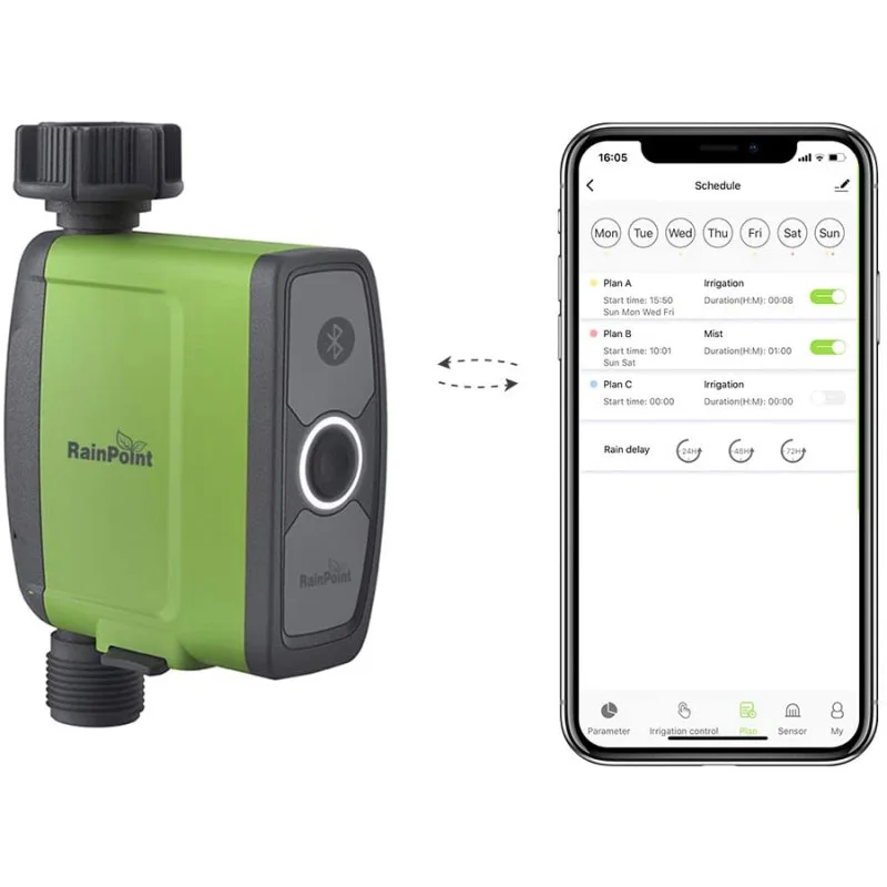Совместимый с Bluetooth таймер полива умный контроллер системы полива водонепроницаемый датчик влажности почвы таймер полива сада
Совместимый с Bluetooth таймер полива умный контроллер системы полива водонепроницаемый датчик влажности почвы таймер полива сада