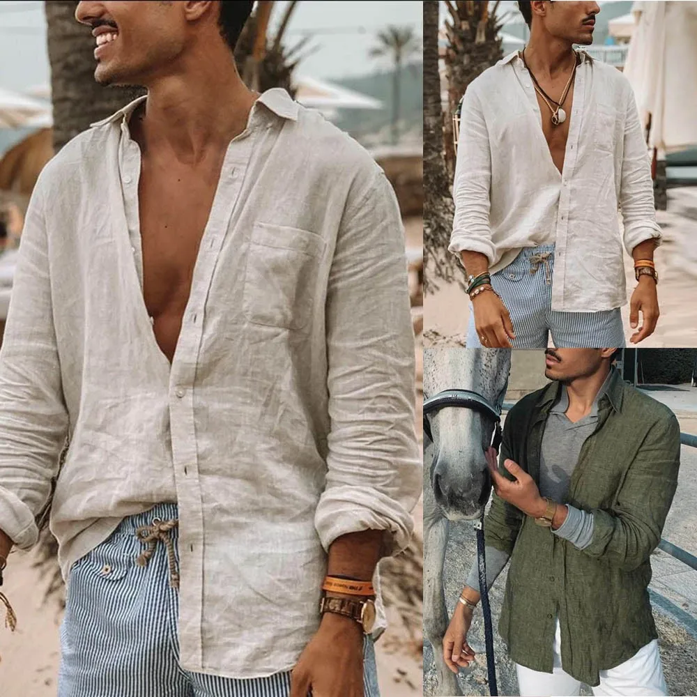 Men's Fashion Long Sleeve Shirt Cotton Linen Male Slim Fit Social Tops Solid Turn-down Collar Regular Casual Clothing
Men's Fashion Long Sleeve Shirt Cotton Linen Male Slim Fit Social Tops Solid Turn-down Collar Regular Casual Clothing