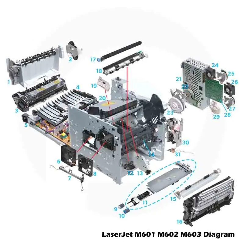 

Original New For HP LaserJet M601 M602 M603 M604 M605 M606 M630 Paper feed shaft assembly RM1-8424 RM1-8424-000CN