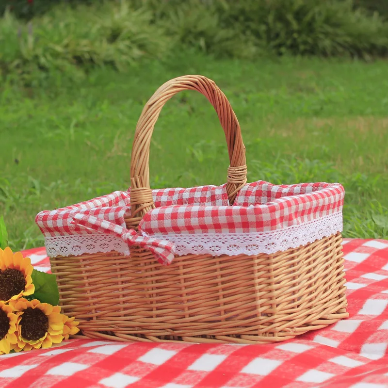 Outdoor Picnic Basket Rattan Portable Storage Basket with Lid for Rural Outdoor Play Wicker Shopping Basket Storage Bag
Outdoor Picnic Basket Rattan Portable Storage Basket with Lid for Rural Outdoor Play Wicker Shopping Basket Storage Bag