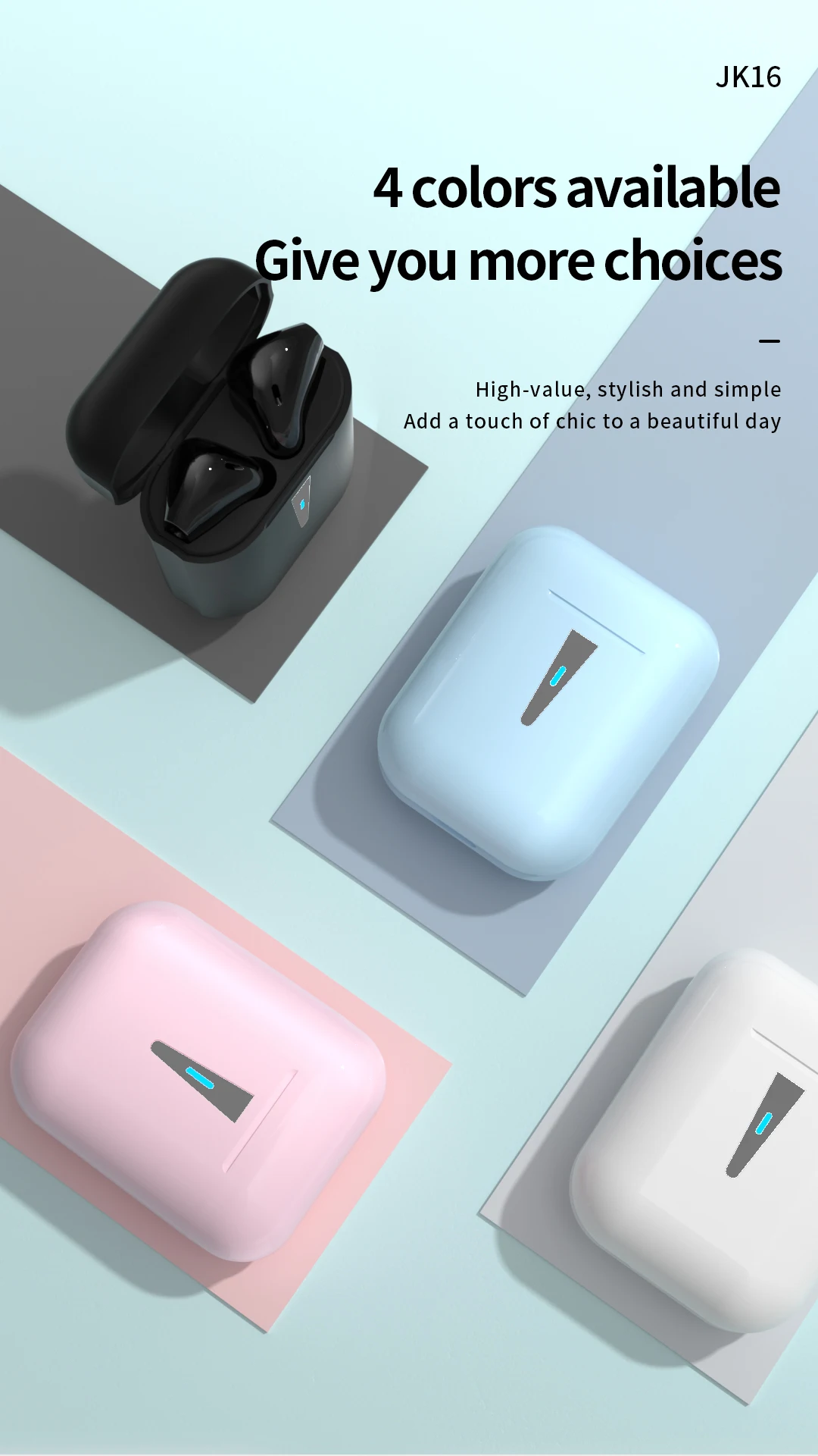 TWS-наушники JK16; Беспроводные Bluetooth-наушники; Водонепроницаемая Спортивная гарнитура с зарядным устройством; 5.0; Мобильный телефон; Умные сен...
TWS-наушники JK16; Беспроводные Bluetooth-наушники; Водонепроницаемая Спортивная гарнитура с зарядным устройством; 5.0; Мобильный телефон; Умные сен...