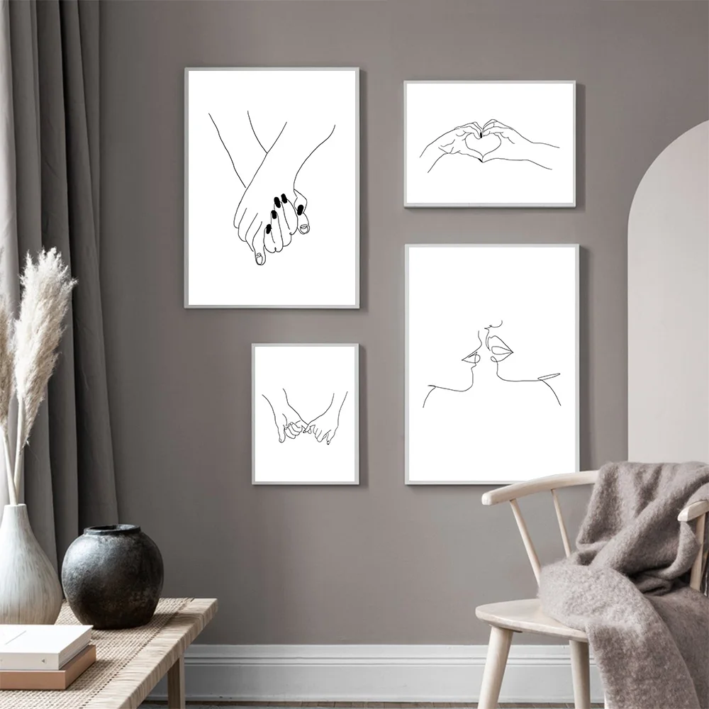Nordic Picture Holding Hands Line Drawing Poster Kiss Canvas Print Couple Hand Painting Love Prints Bedroom Home Decoration 
Nordic Picture Holding Hands Line Drawing Poster Kiss Canvas Print Couple Hand Painting Love Prints Bedroom Home Decoration