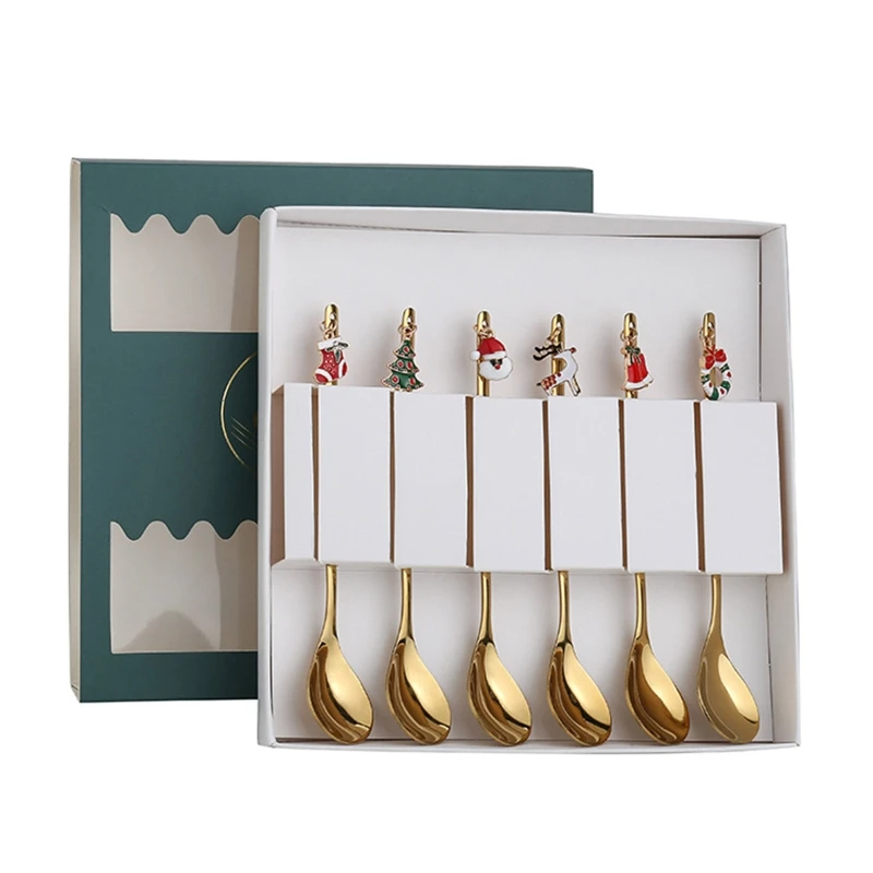 6Pcs Christmas Spoons with Gift Packing Box Christmas Coffee Spoon Dessert Cake Ice Cream Spoons Kitchen Tableware
6Pcs Christmas Spoons with Gift Packing Box Christmas Coffee Spoon Dessert Cake Ice Cream Spoons Kitchen Tableware