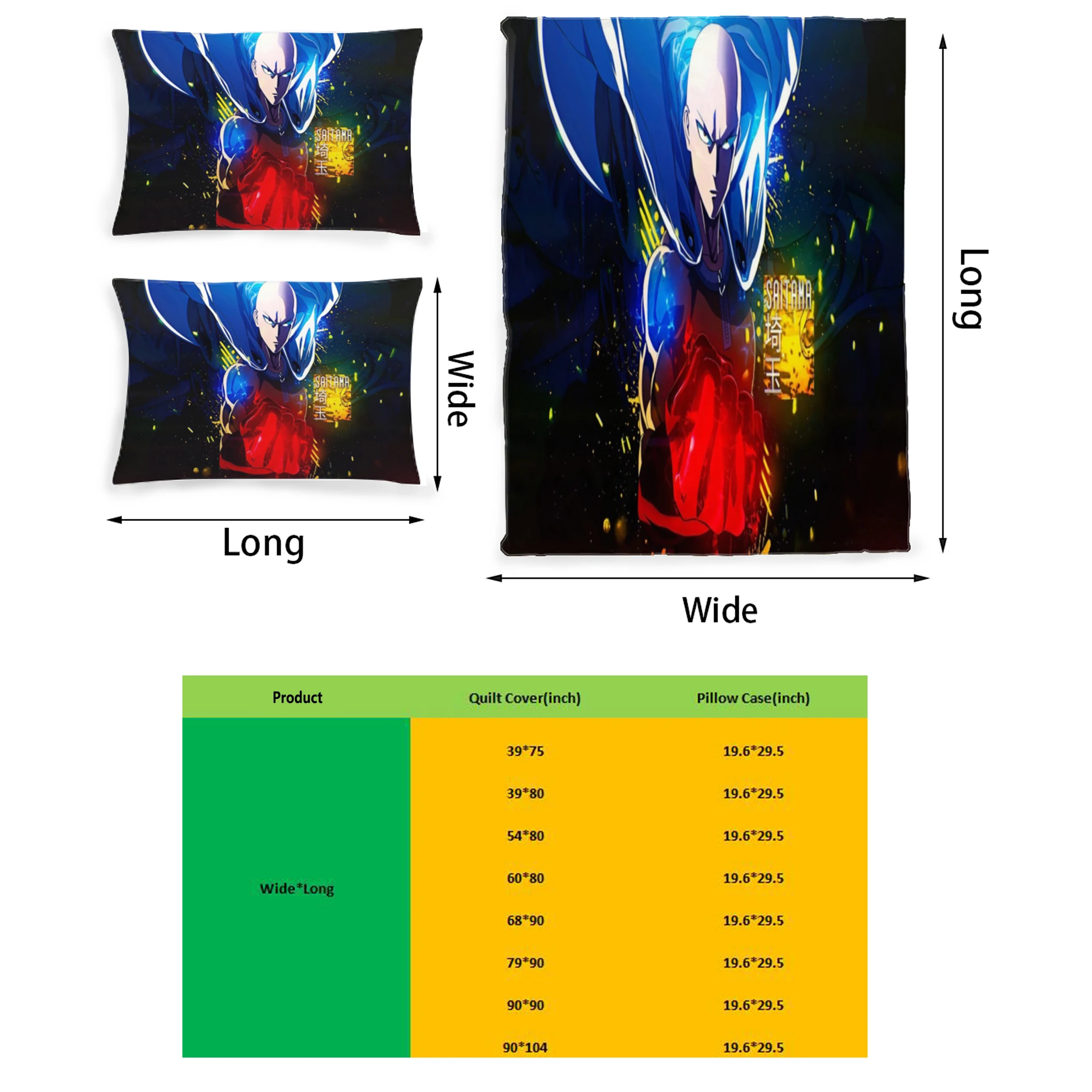 One Punch Man Graphic Printed Bedding Set Pattern Printing Polyester Quilt Cover Set 3 Pieces Quilt Cover Pillow Cover Set
One Punch Man Graphic Printed Bedding Set Pattern Printing Polyester Quilt Cover Set 3 Pieces Quilt Cover Pillow Cover Set