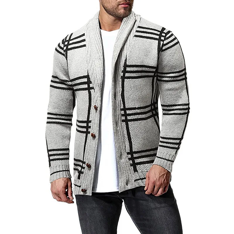 2021 Autumn Long Sleeve Casual Knitted Jackets Men Vintage Striped Plaid Printed Sweater Coats Men's Fashion Buttoned Outerwear
2021 Autumn Long Sleeve Casual Knitted Jackets Men Vintage Striped Plaid Printed Sweater Coats Men's Fashion Buttoned Outerwear