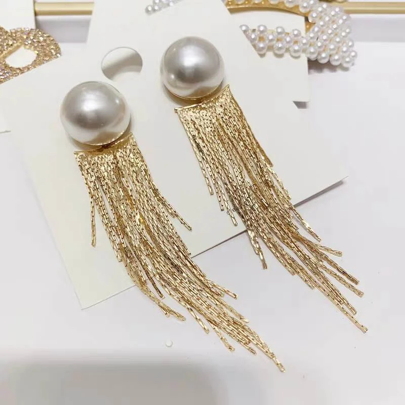 Elegant Pendant Tassel Earrings For Women Jewelry Accessories Female Statement Fashion Big Imitation Pearl Earrings
Elegant Pendant Tassel Earrings For Women Jewelry Accessories Female Statement Fashion Big Imitation Pearl Earrings