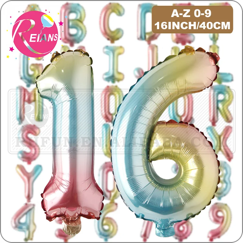 16 inch gradual rainbow color small fresh style Alphaberic letter number aluminum foil balloon birthday party decorations ballon
16 inch gradual rainbow color small fresh style Alphaberic letter number aluminum foil balloon birthday party decorations ballon