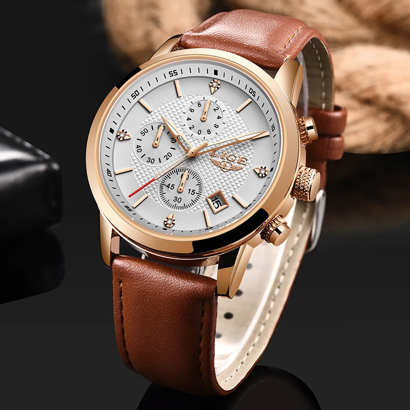 Relogio Masculino LIGE New Men Watch Top Brand Brown Leather Chronograph Waterproof Sport Automatic Date Quartz Watches For Men
Relogio Masculino LIGE New Men Watch Top Brand Brown Leather Chronograph Waterproof Sport Automatic Date Quartz Watches For Men