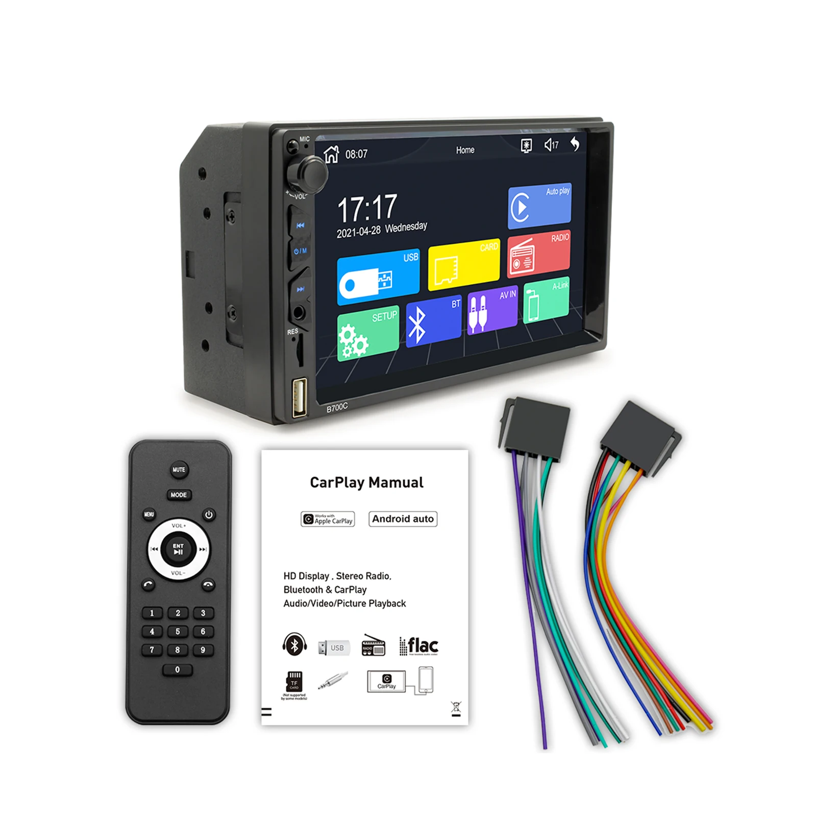 7 Inch 2 DIN Auto CarPlay Touch Screen Stereo FM Radio Bluetooth Wireless MP5 Player Support Android/IOS Mirror Like-minded
7 Inch 2 DIN Auto CarPlay Touch Screen Stereo FM Radio Bluetooth Wireless MP5 Player Support Android/IOS Mirror Like-minded