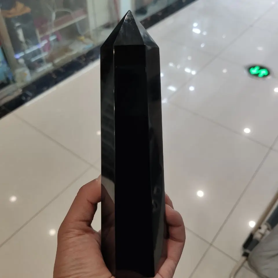 

1pcs 700g Natural obsidian quartz obelisk crystal wand point healing