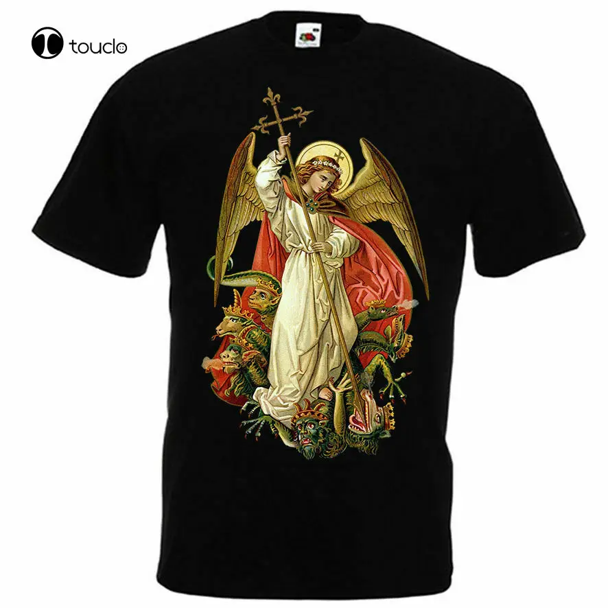 St. Michael The Archangel Destroy Devil. Christian Catholic Statue T-Shirt. Summer Cotton Short Sleeve O-Neck Mens T Shirt New
St. Michael The Archangel Destroy Devil. Christian Catholic Statue T-Shirt. Summer Cotton Short Sleeve O-Neck Mens T Shirt New