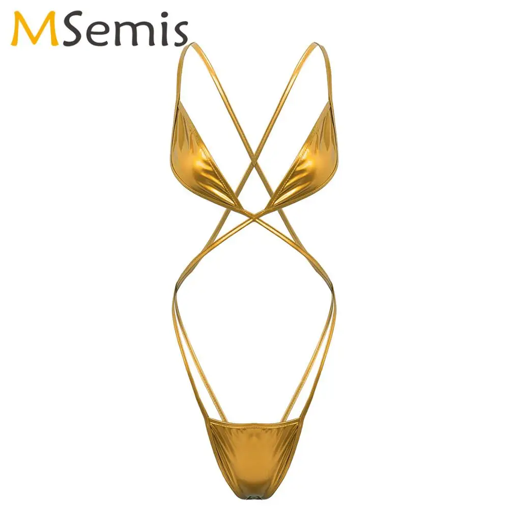 Womens Hot One-piece Trikini Body Lingerie Sexy Mini Micro Bikini Bodysuit Shiny Metallic Exotic Monokini Bodystocking Nightwear
Womens Hot One-piece Trikini Body Lingerie Sexy Mini Micro Bikini Bodysuit Shiny Metallic Exotic Monokini Bodystocking Nightwear