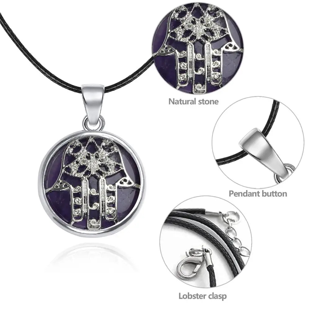 Fatima Crystal Pendant Necklace Chakra Crystal Healing Stone Pendant Blessing Good Luck Jewelry Meditation Crystal Stone 
Fatima Crystal Pendant Necklace Chakra Crystal Healing Stone Pendant Blessing Good Luck Jewelry Meditation Crystal Stone